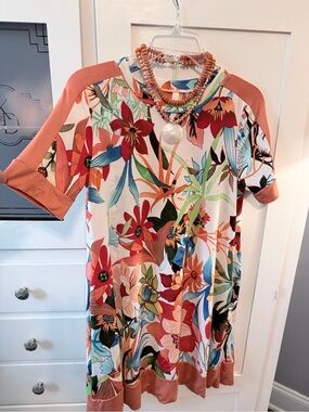 Celeste Floral Mini Dress in Coral, Red, Blue, Green